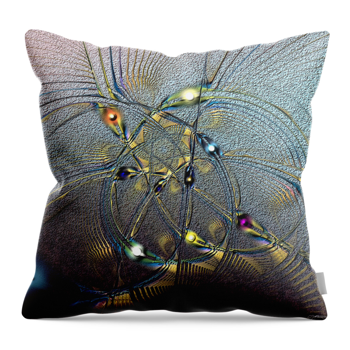 Abstract Throw Pillow featuring the digital art Inviolate Relativism by Casey Kotas