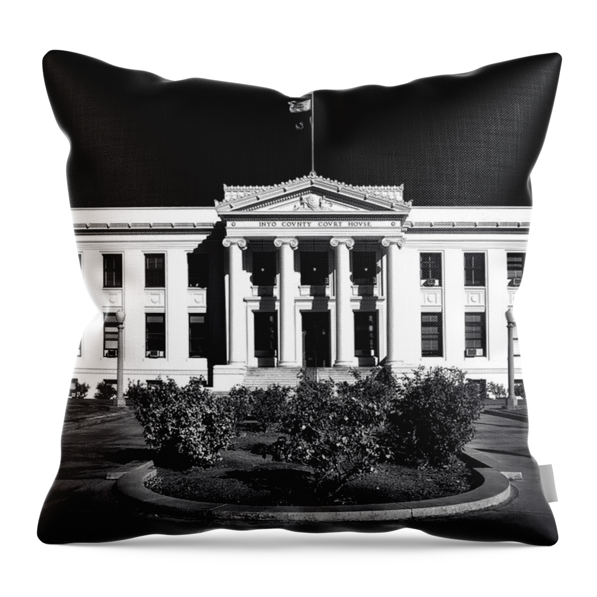 Inyo County Throw Pillow featuring the photograph Inyo County Courthouse - Independence California by Mountain Dreams