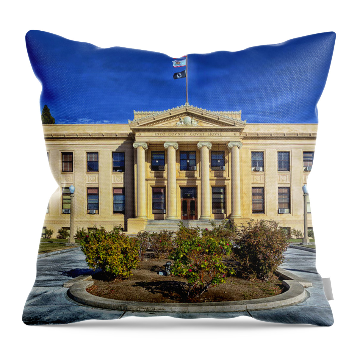 Inyo County Throw Pillow featuring the photograph Inyo County Courthouse by Mountain Dreams