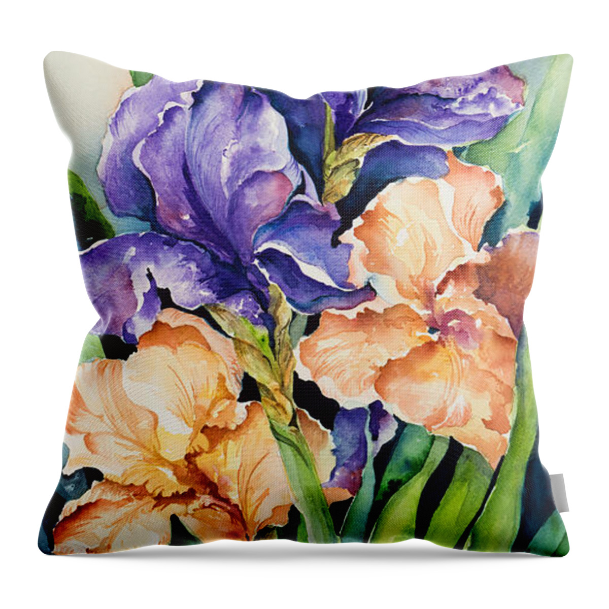 Iris Throw Pillow featuring the painting Irises by Lael Rutherford