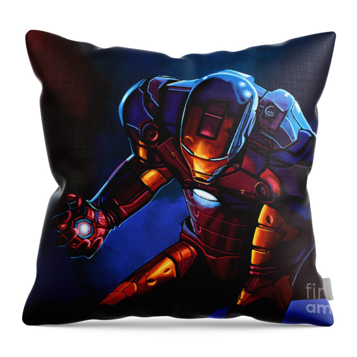 Iron Man Throw Pillow featuring the painting Iron Man by Paul Meijering