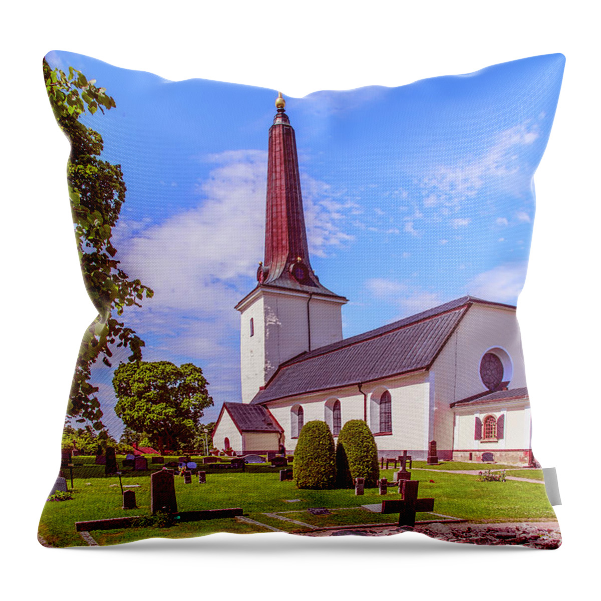 Irsta Church Throw Pillow featuring the photograph Irsta church. by Leif Sohlman