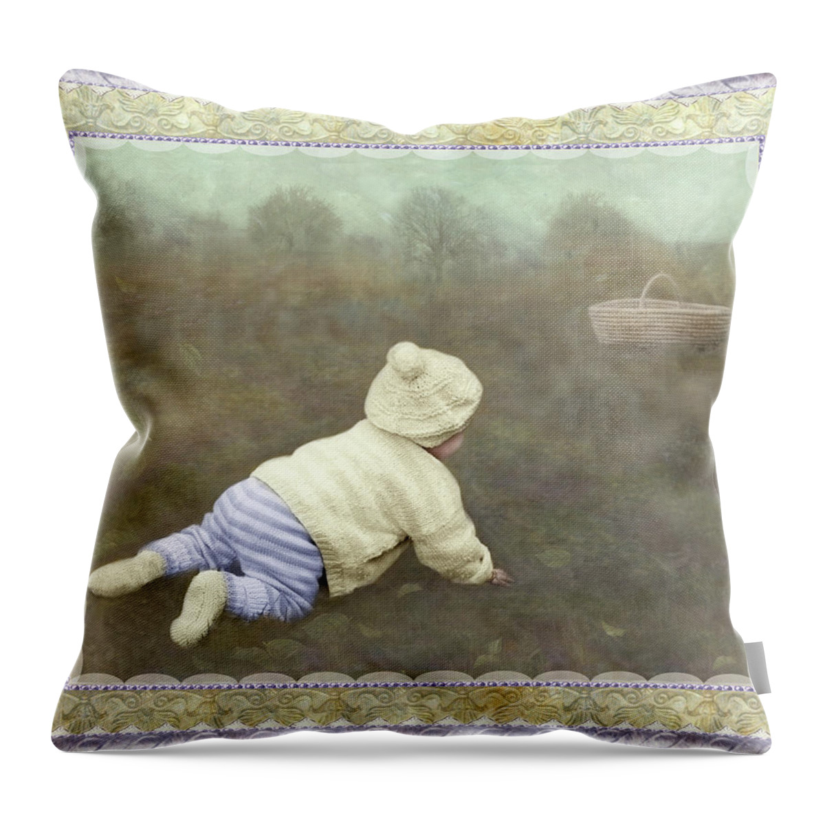  Throw Pillow featuring the photograph Is Bunny In The Basket? by Adele Aron Greenspun