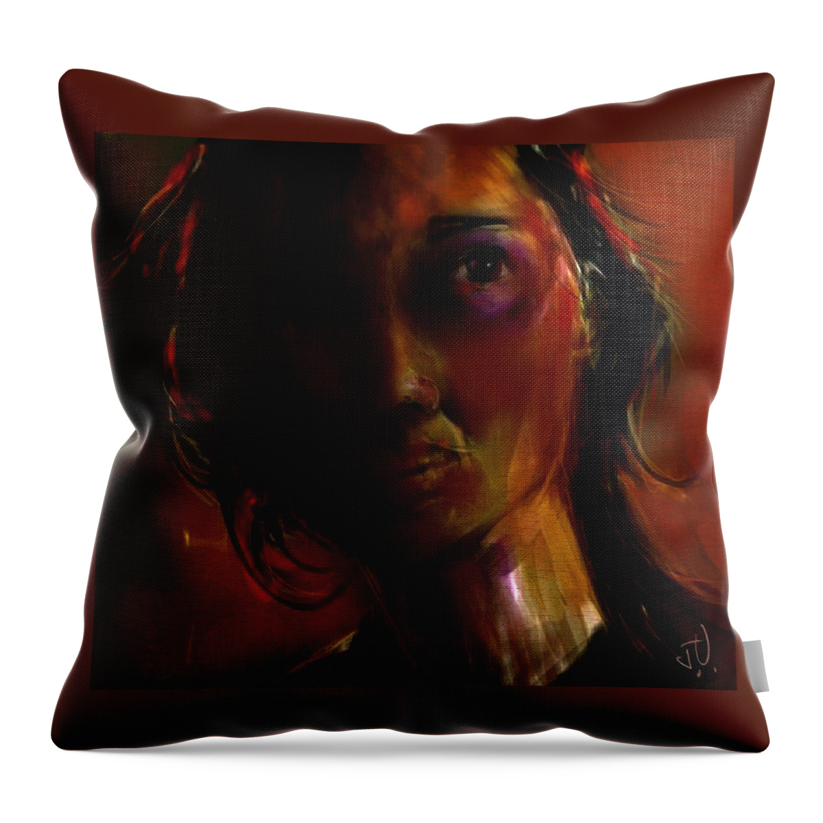 Face Throw Pillow featuring the painting Isabella by Jim Vance