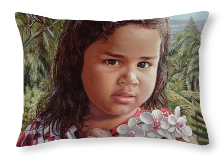 Girl Throw Pillow featuring the painting Isbel by Miguel Tio
