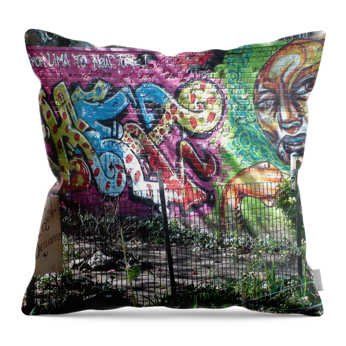 Inwood Throw Pillow featuring the photograph Isham Park Graffiti by Cole Thompson