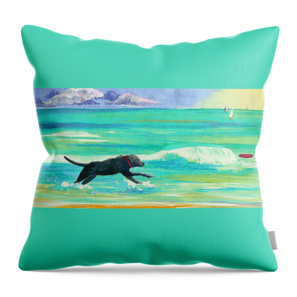 Dog Throw Pillow featuring the painting Islamorada Dog by Anne Marie Brown