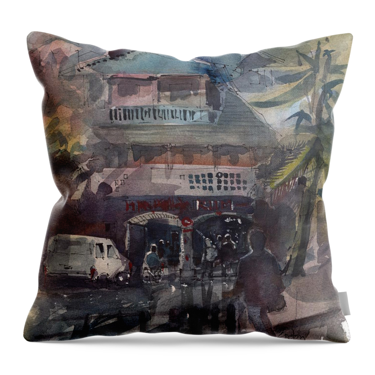  Throw Pillow featuring the painting Island dream by Gaston McKenzie