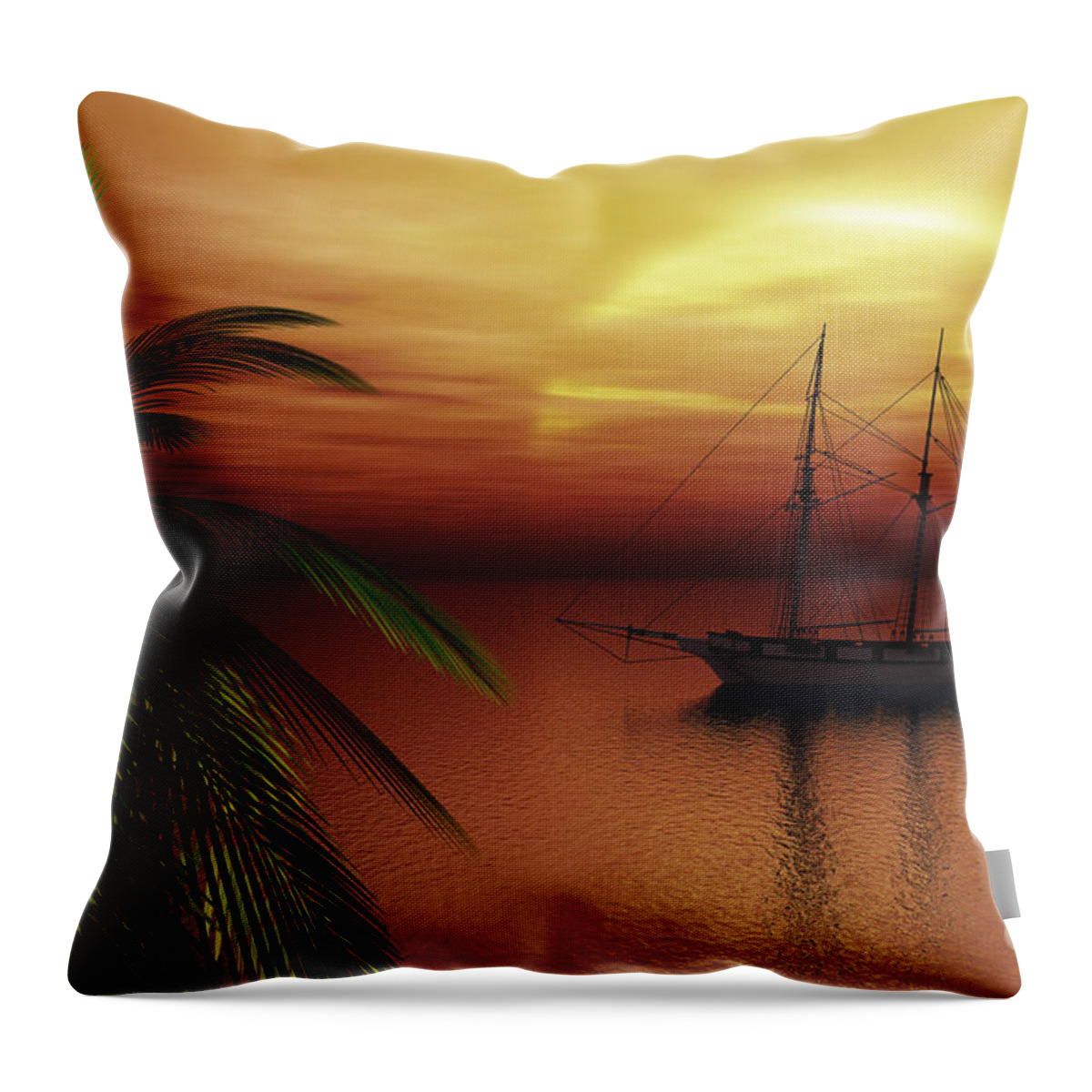 Tropical Throw Pillow featuring the digital art Island Explorer by Richard Rizzo