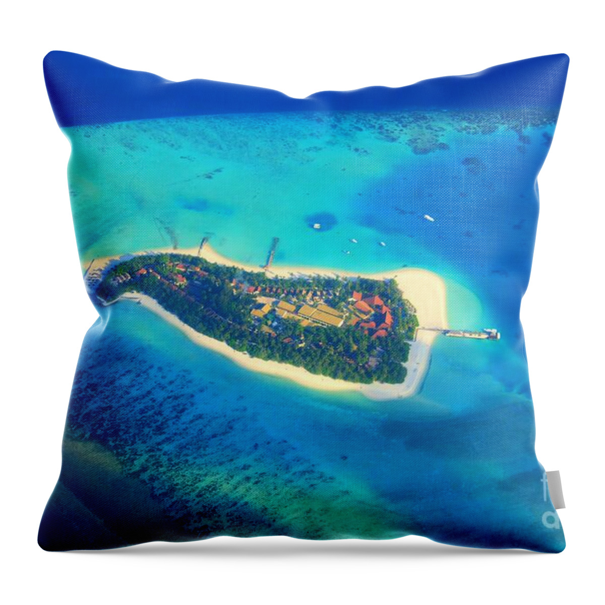 Aerial Throw Pillow featuring the photograph Island Of Dreams by David Birchall