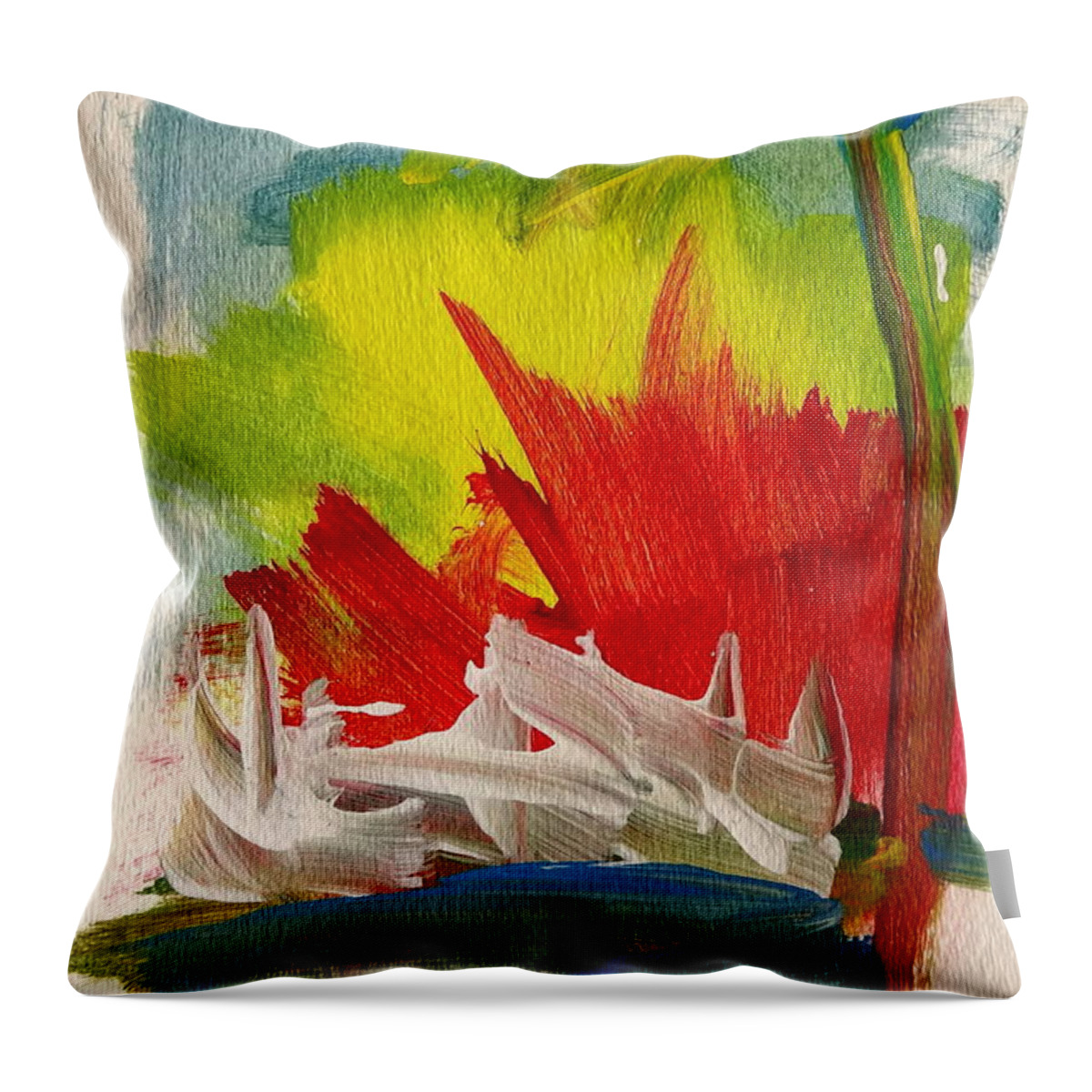 Tempera Throw Pillow featuring the painting Island Sunset by Fred Wilson