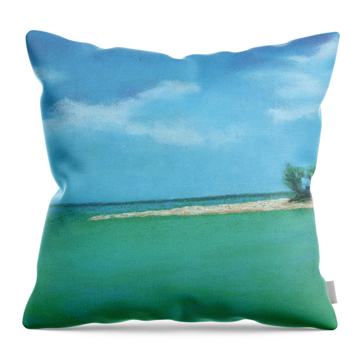 Bimini Throw Pillow featuring the pastel Island Time by Anne Katzeff