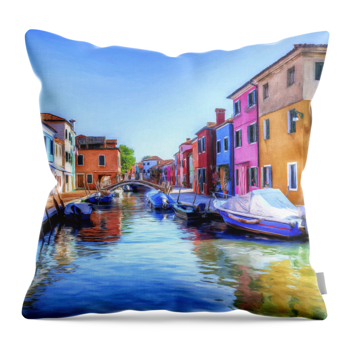 Isola Throw Pillow featuring the painting Isola di Burano 2 by Dominic Piperata