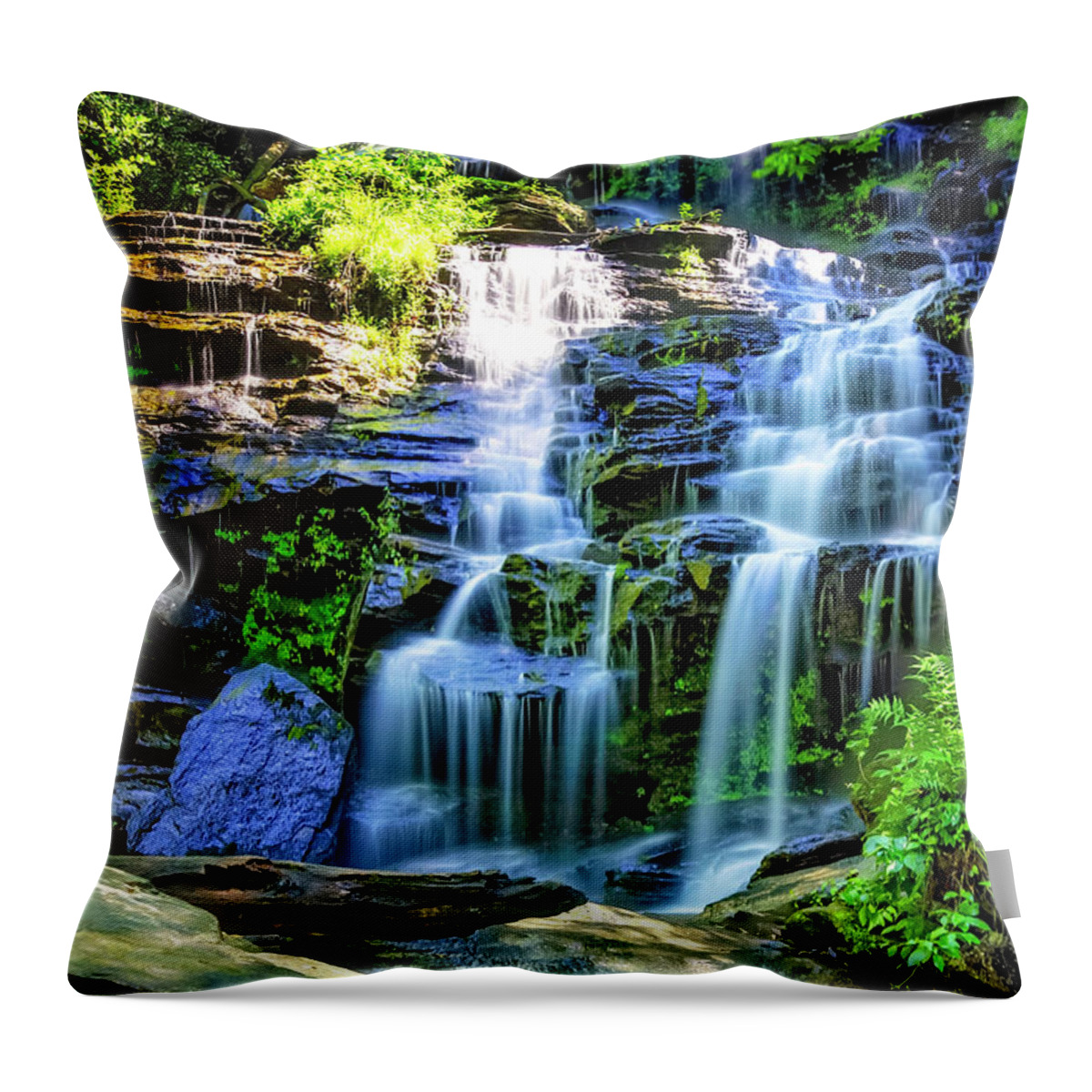 Carolinas Throw Pillow featuring the photograph Isssawueenna Falls in HDR by Michael White