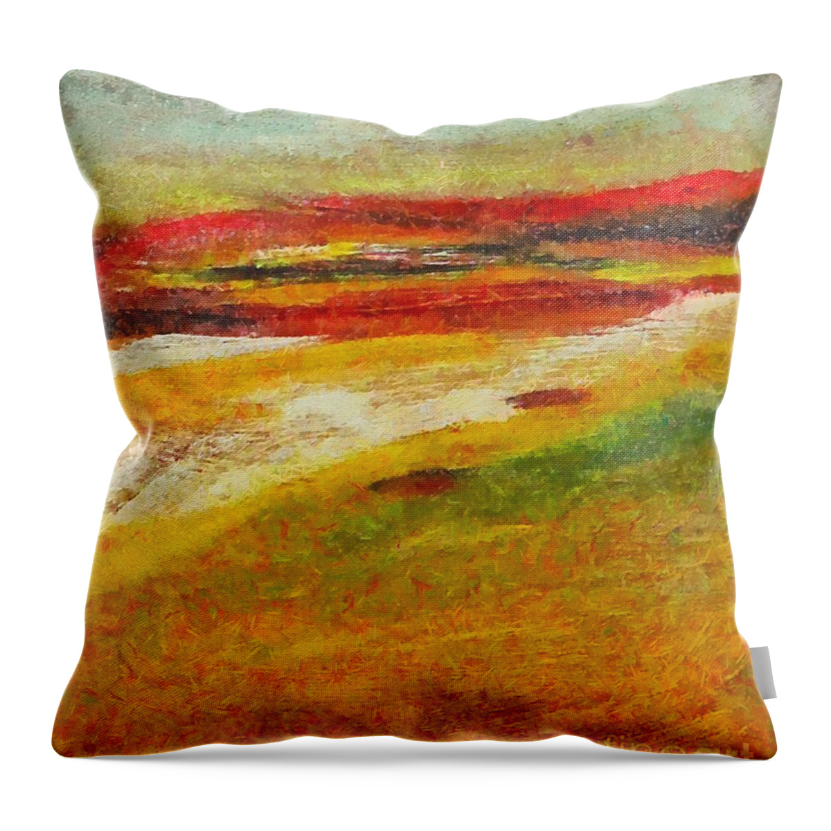 Landscape Throw Pillow featuring the mixed media Istrian landscape by Dragica Micki Fortuna