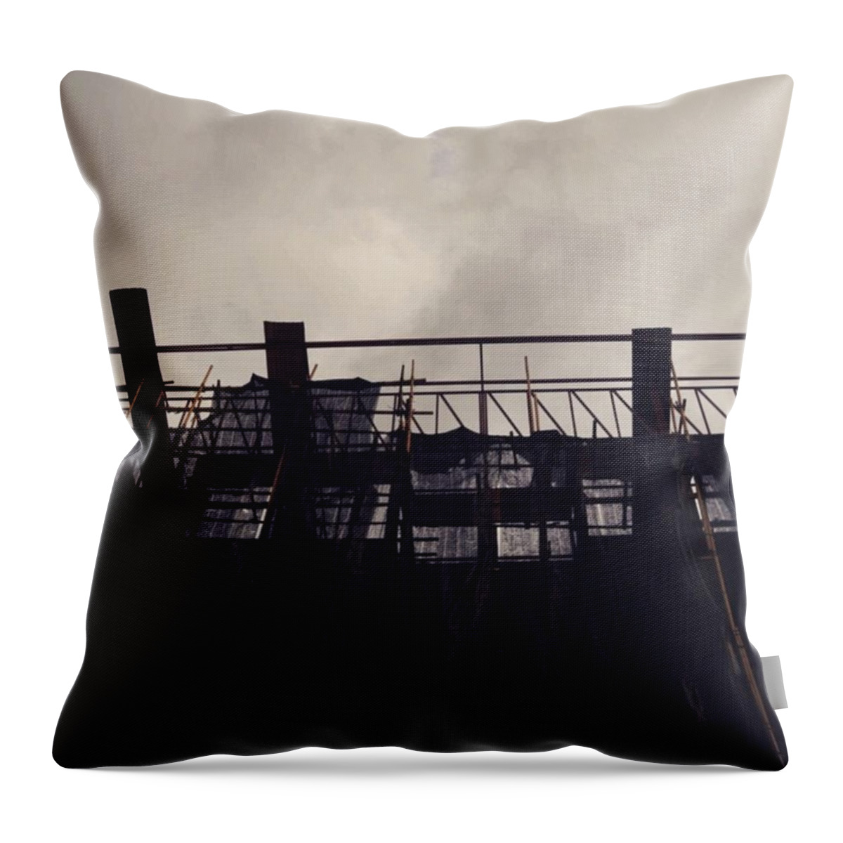 Building Throw Pillow featuring the photograph It Is Easy To Tear Down But To Truly by Aleck Cartwright