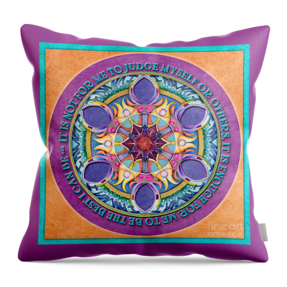 Mandala Throw Pillow featuring the painting It Is Enough Mandala Prayer by Jo Thomas Blaine