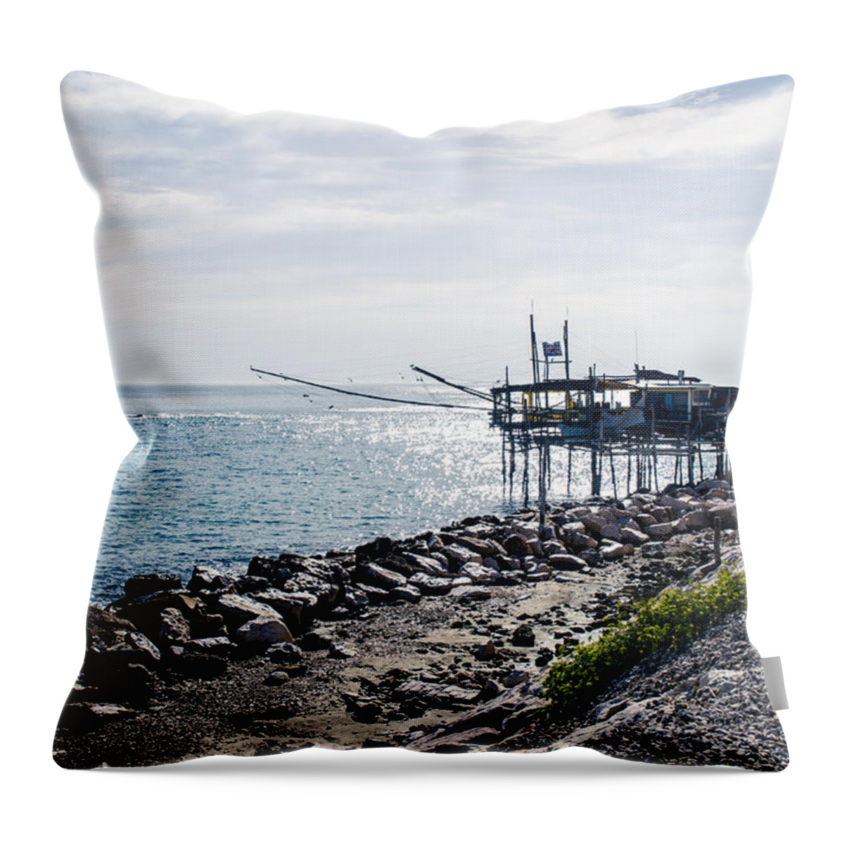 Trabocchi Coast Throw Pillow featuring the photograph Italy - The trabocchi coast 2 by AM FineArtPrints