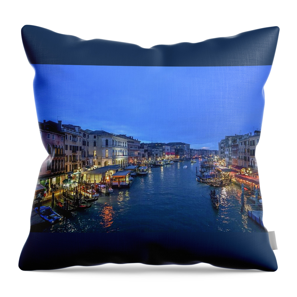 Italy Throw Pillow featuring the photograph Italy Venice Night View by Street Fashion News