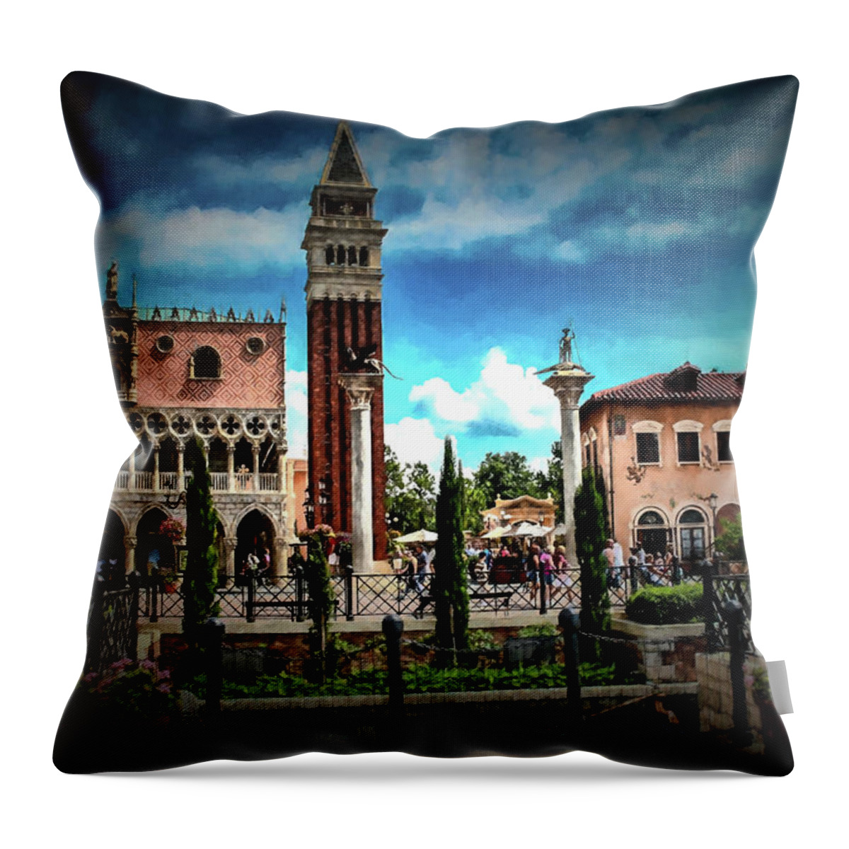 Lake Buena Vista Throw Pillow featuring the photograph Italy World Showcase Epcot by Tommy Anderson