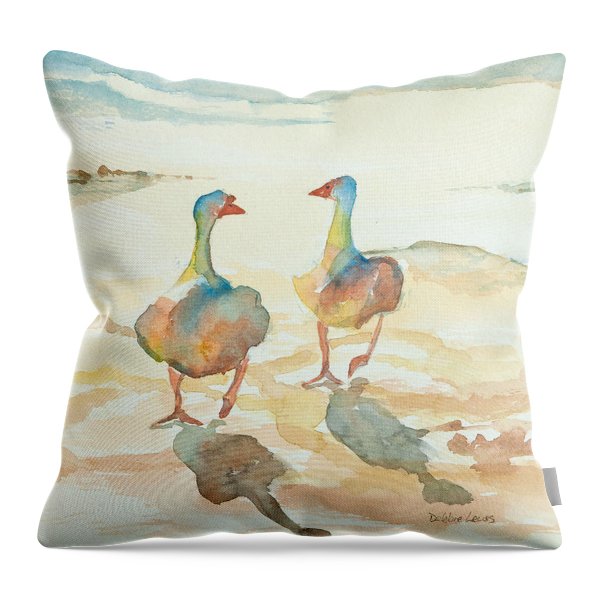 Watercolors For Sale Throw Pillow featuring the painting It's a Ducky Day by Debbie Lewis