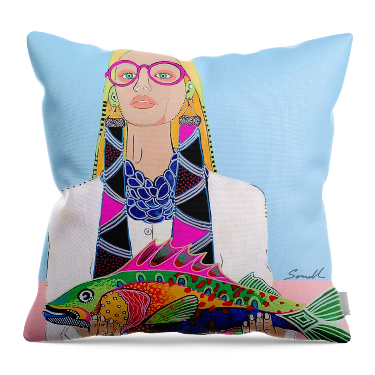 Fish Throw Pillow featuring the painting It's a Fish by Amy Sorrell