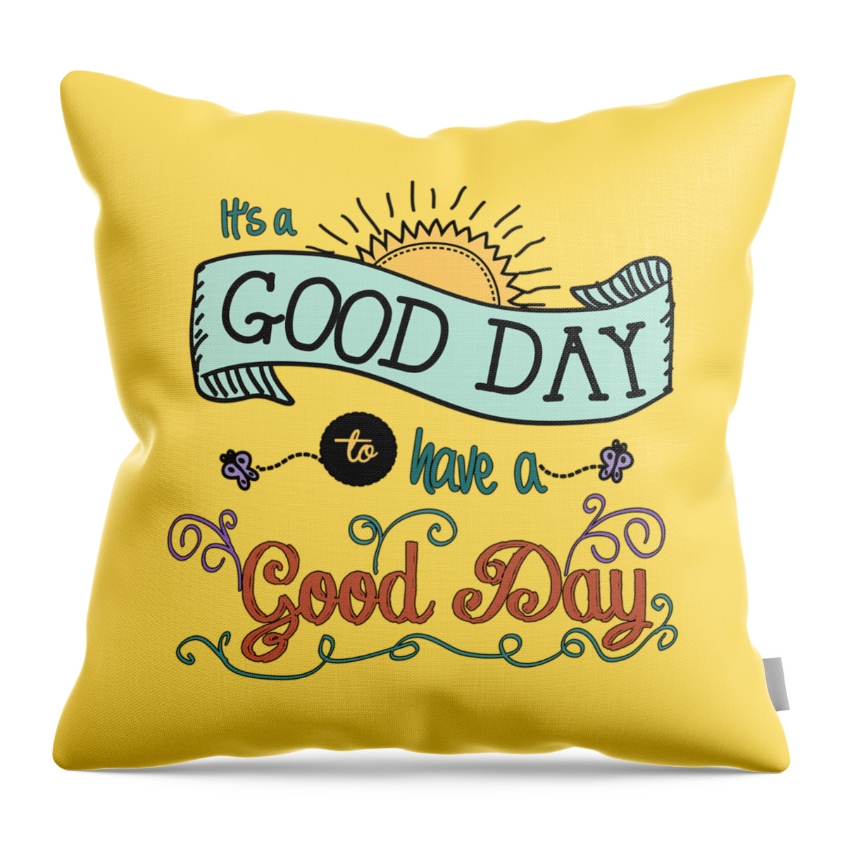 Vintage Throw Pillow featuring the drawing It's a Good Day with Color by Jan Marvin by Jan Marvin
