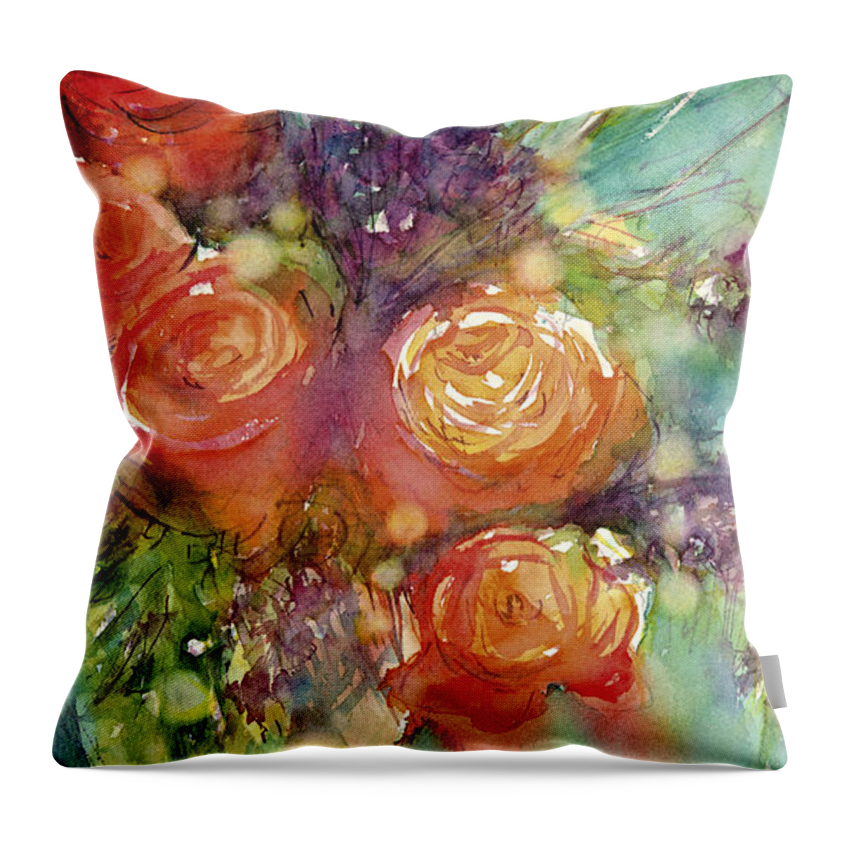 Flowers Throw Pillow featuring the painting It's a Teal World by Judith Levins