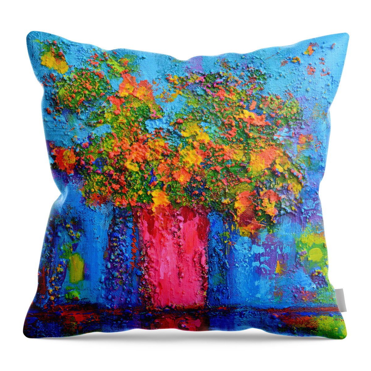 It Is All About The Joy Acrylic Painting Throw Pillow featuring the painting It's all About the Joy by Patricia Awapara