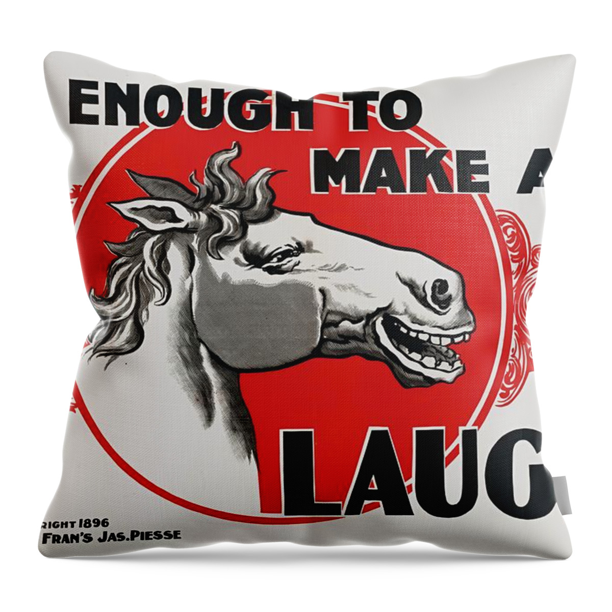 1896 Throw Pillow featuring the painting It's enough to make a horse laugh, 1896 by Vincent Monozlay