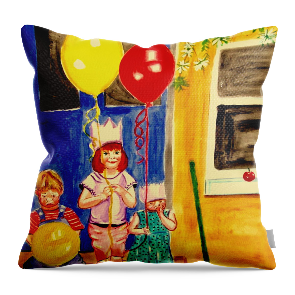 Childhood Throw Pillow featuring the painting Its My Party by Rusty Gladdish