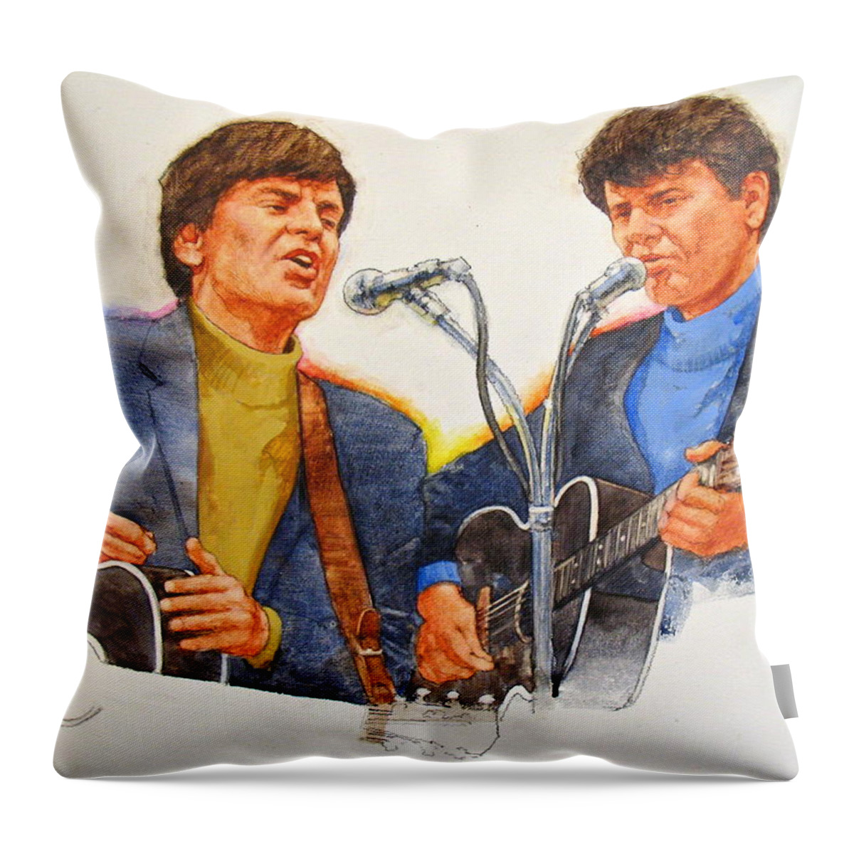 Acrylic Painting Throw Pillow featuring the painting Its Rock And Roll 4 - Everly Brothers by Cliff Spohn
