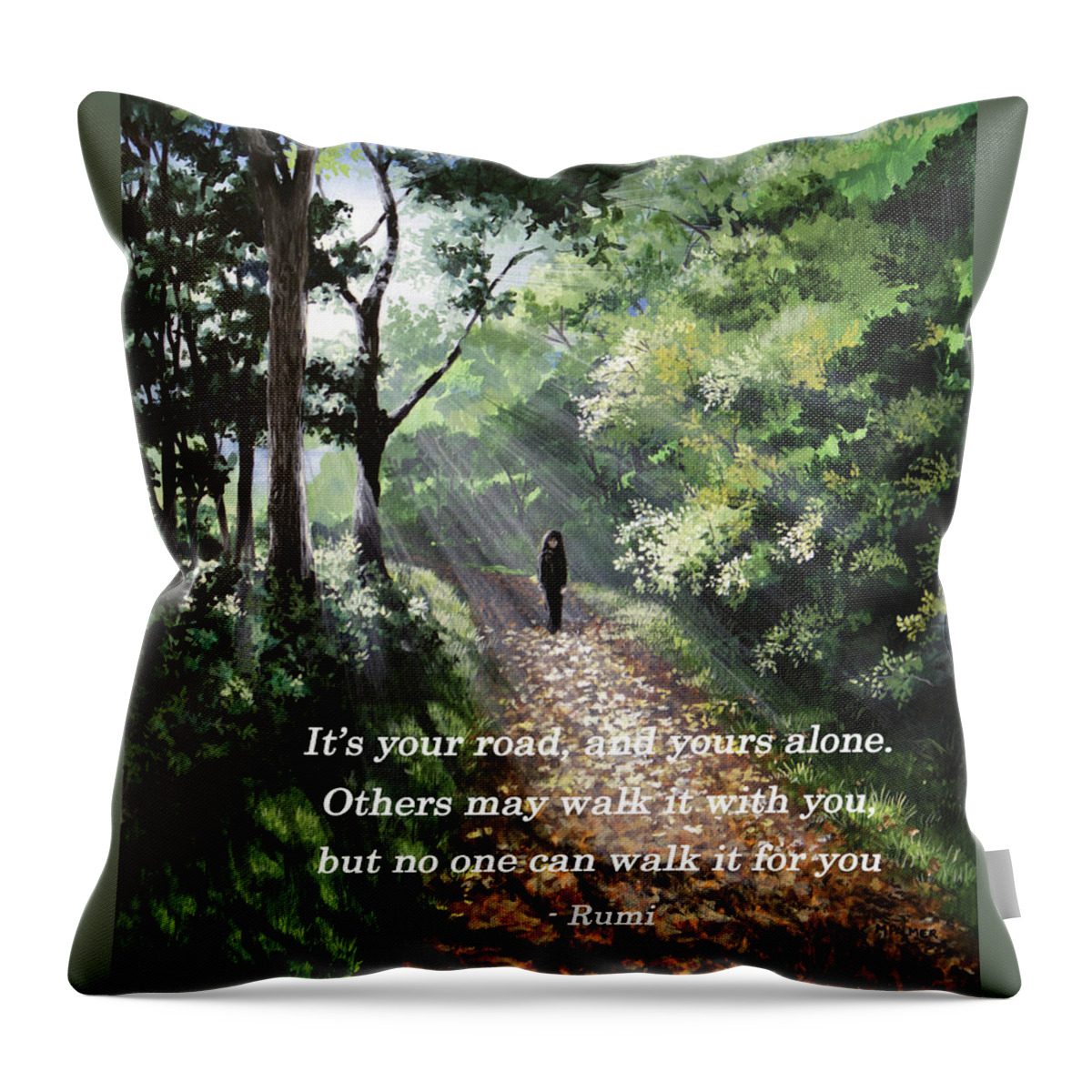 Sunrise Throw Pillow featuring the painting It's Your Road by Mary Palmer
