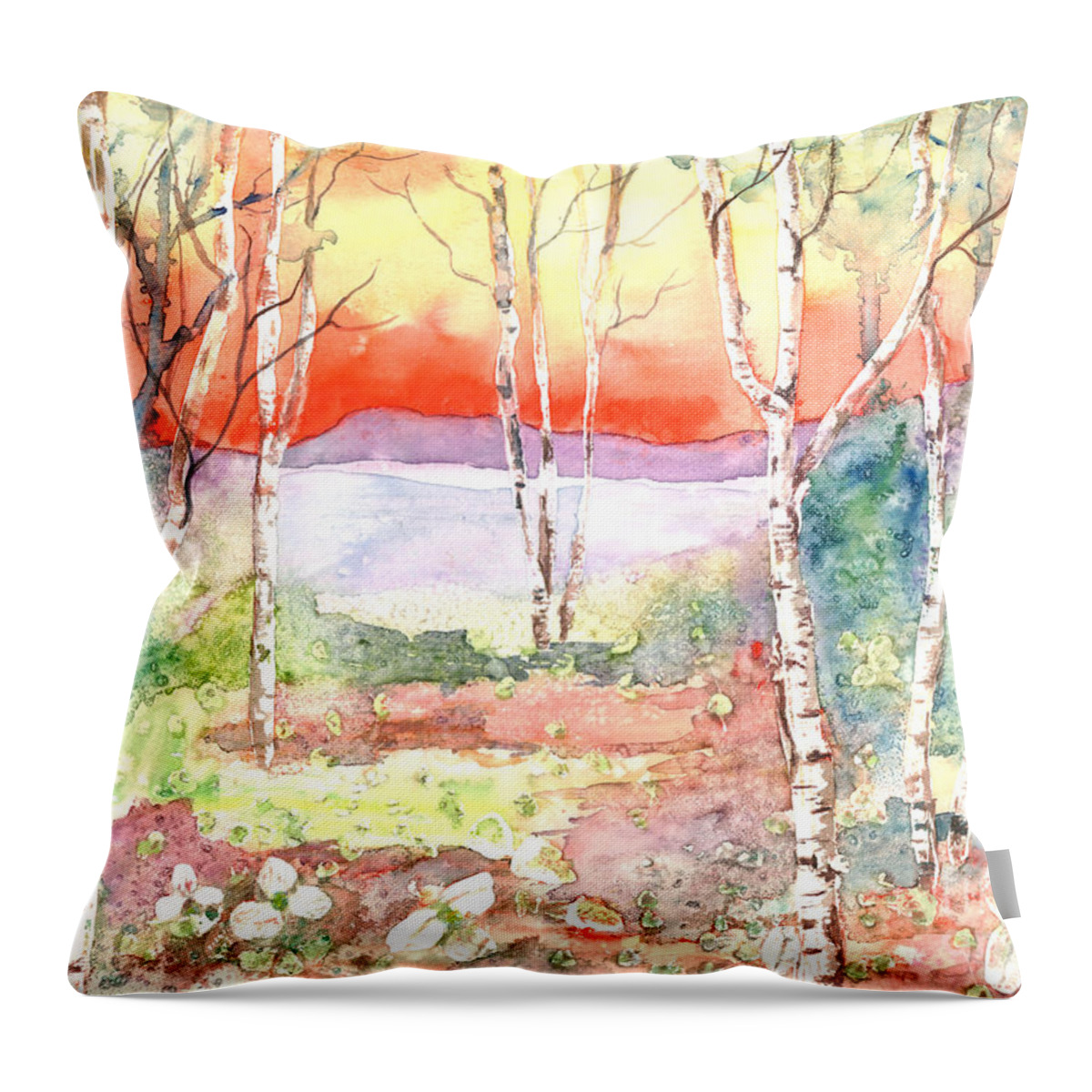 Sunset Throw Pillow featuring the painting Ivan's Eve by Renate Wesley
