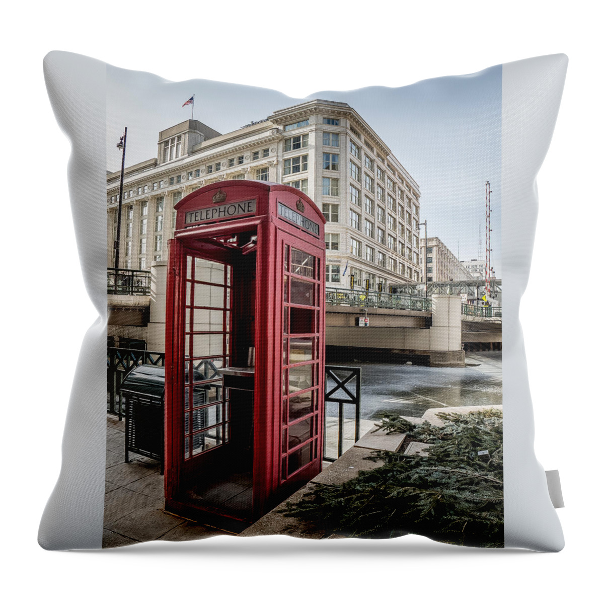 Milwaukee Downtown Throw Pillow featuring the photograph I've Got Your Number by Kristine Hinrichs