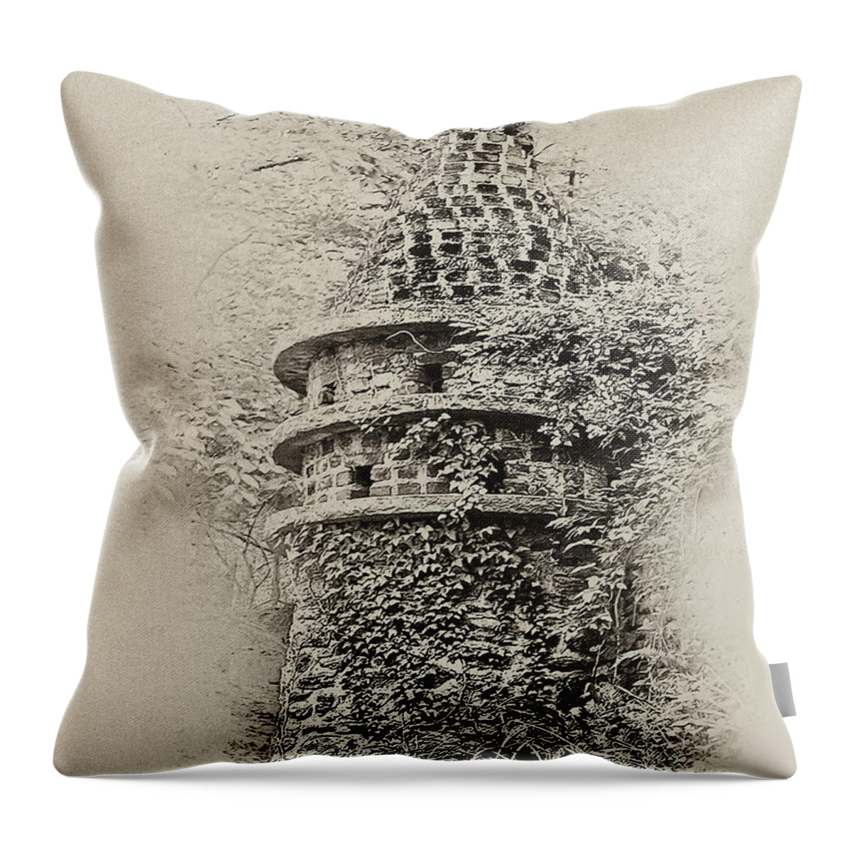Philadelphia Throw Pillow featuring the photograph Ivy Covered Castle in the Woods by Bill Cannon
