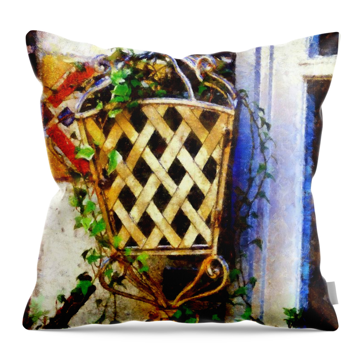 Ivy Throw Pillow featuring the photograph Ivy French country white by Janine Riley
