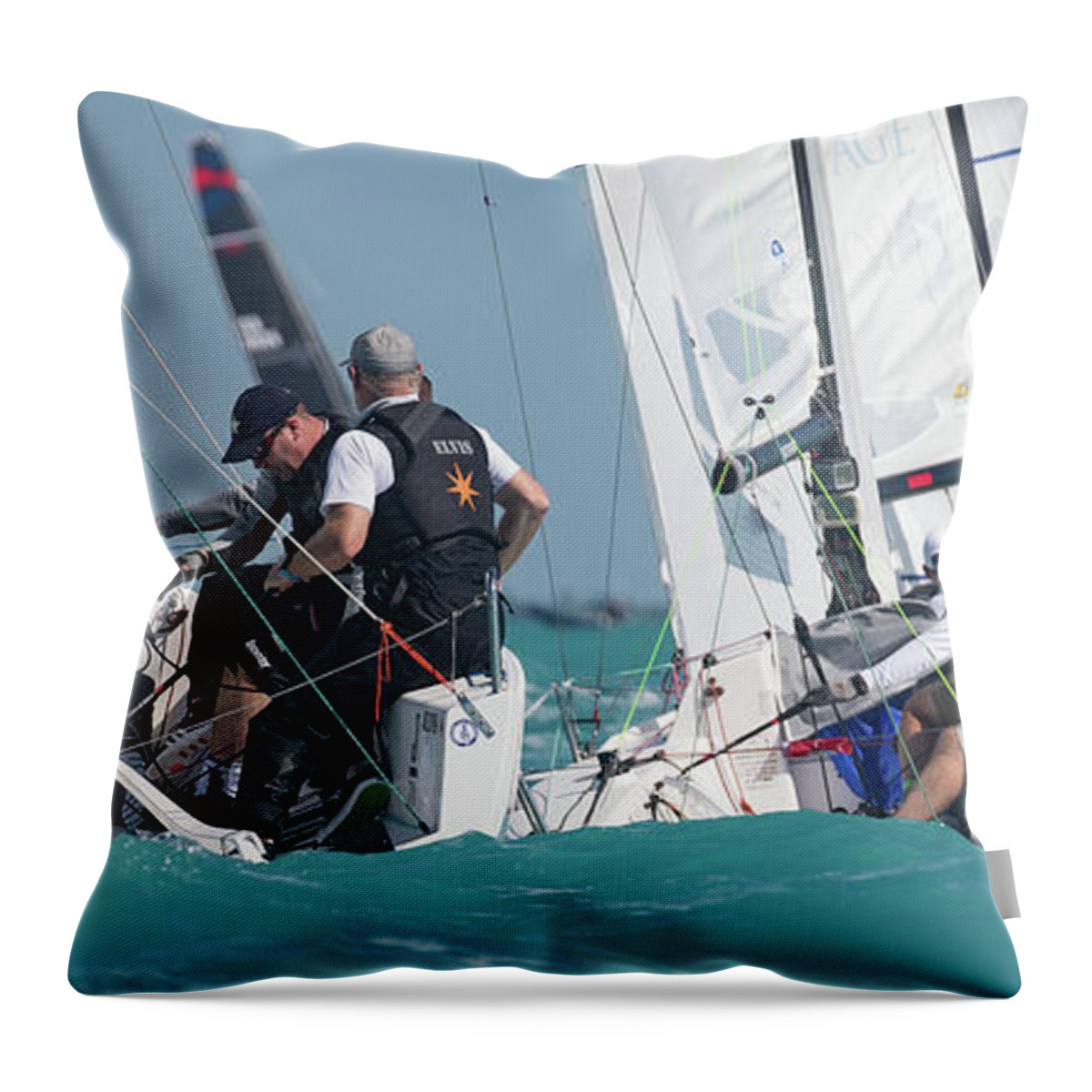 V Throw Pillow featuring the photograph J70 Key West Rounding by Steven Lapkin