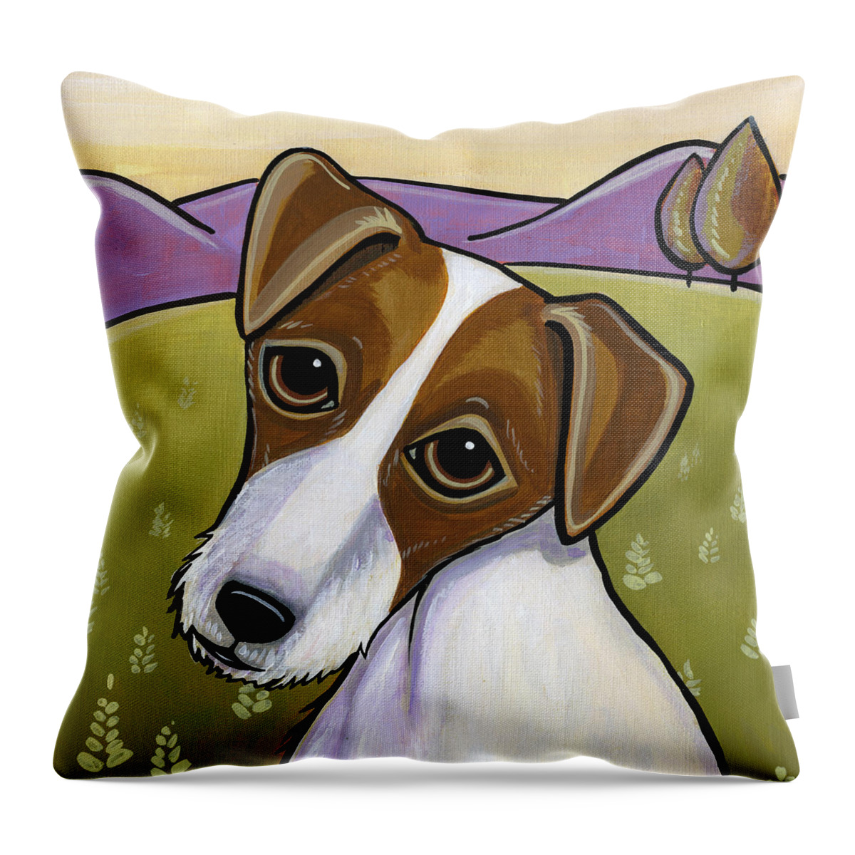 Jack Russell Throw Pillow featuring the painting Jack Russell by Leanne Wilkes