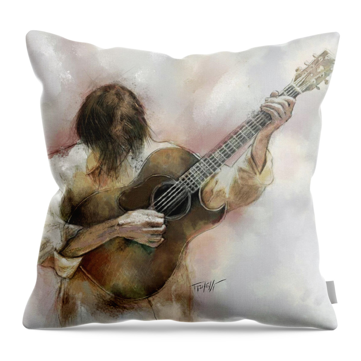 Jackson Brown Throw Pillow featuring the mixed media Jackson Browne by Mark Tonelli