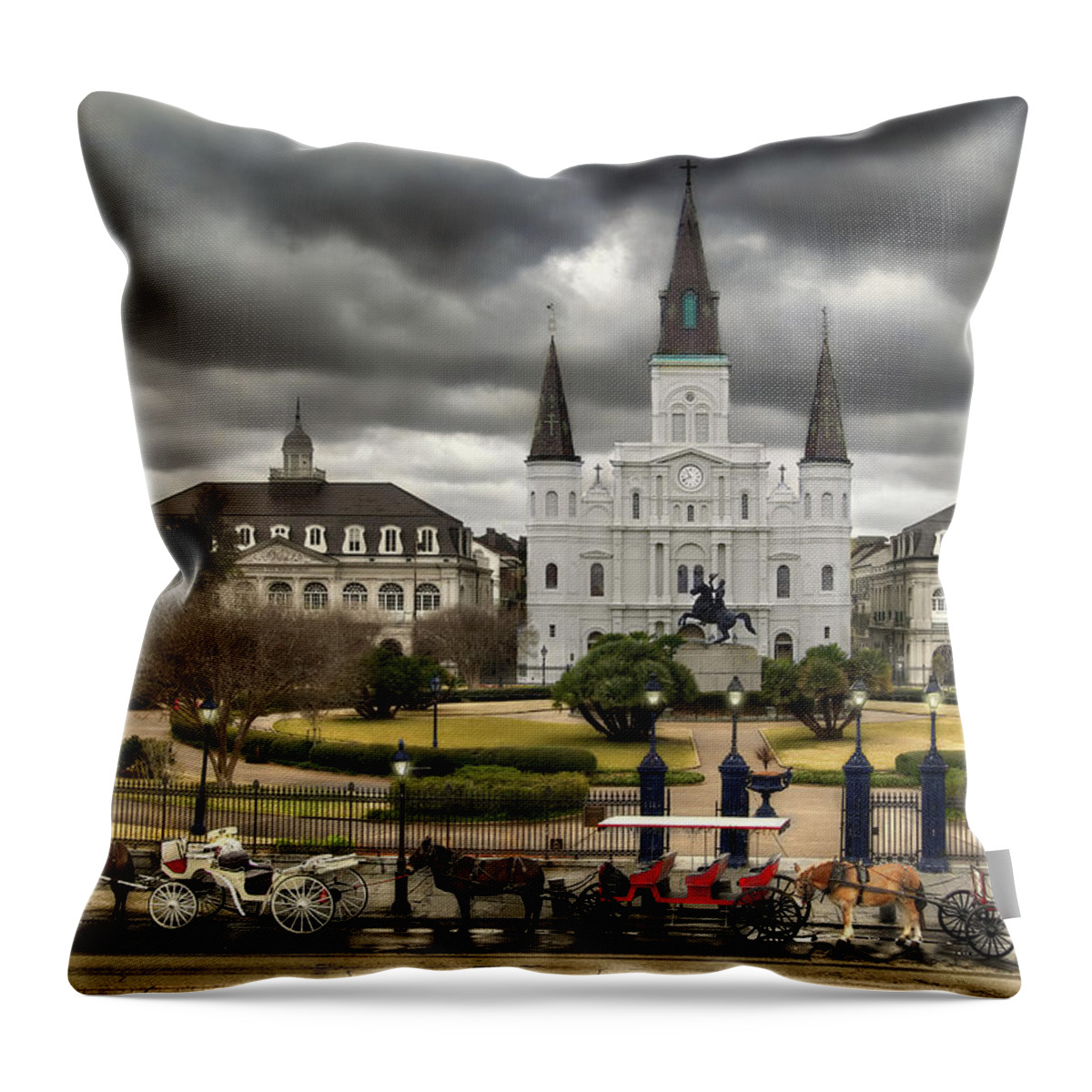 New Orlean Throw Pillow featuring the digital art Jackson Square New Orleans by Don Lovett