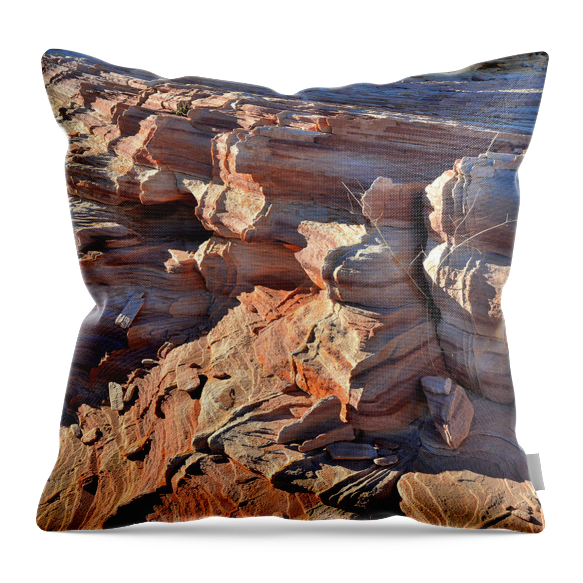 Valley Of Fire State Park Throw Pillow featuring the photograph Jagged Sandstone Ridges in Valley of Fire by Ray Mathis
