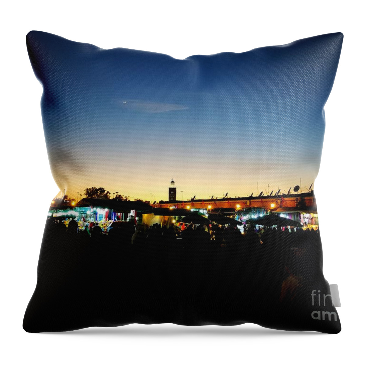 Landscape Throw Pillow featuring the photograph Jamaa El Fna by Jarek Filipowicz