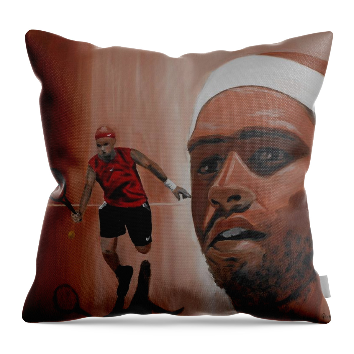 James Throw Pillow featuring the painting James Blake by Quwatha Valentine