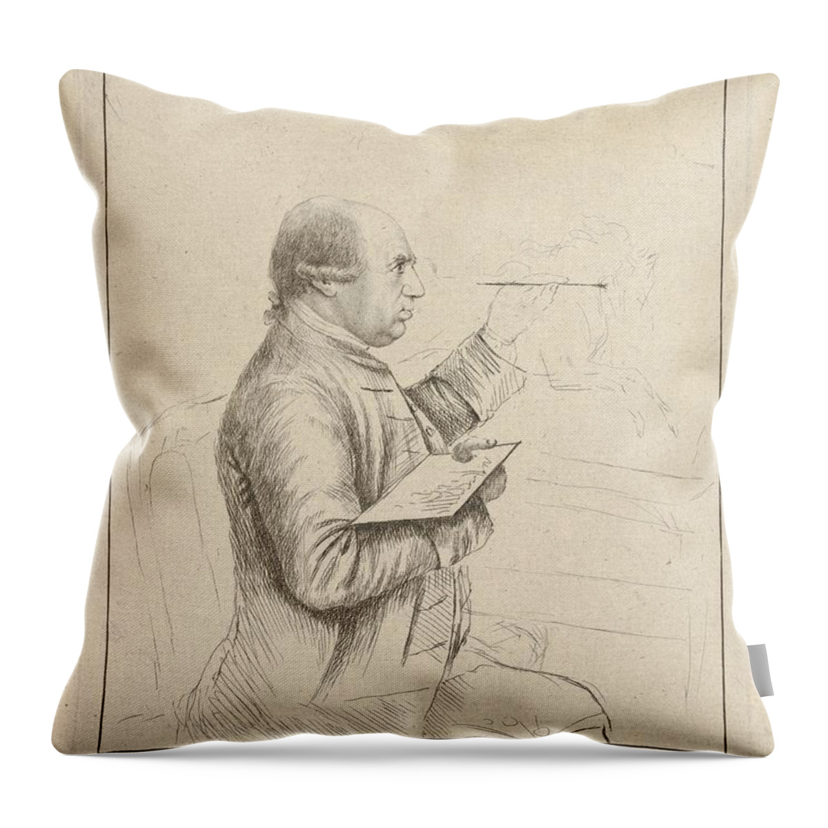 (portrait Of George Stubbs) By James Bretherton Throw Pillow featuring the painting James Bretherton by MotionAge Designs