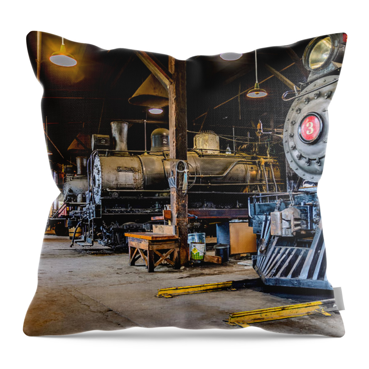 Jamestown Throw Pillow featuring the photograph Jamestown Roundhouse by Mike Ronnebeck