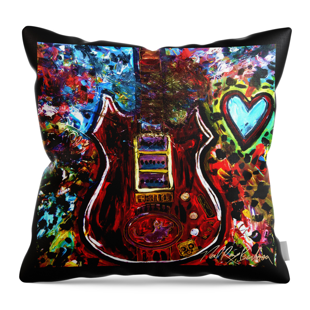 Jerry Garcia Throw Pillow featuring the painting Jaming with Garcia by Neal Barbosa