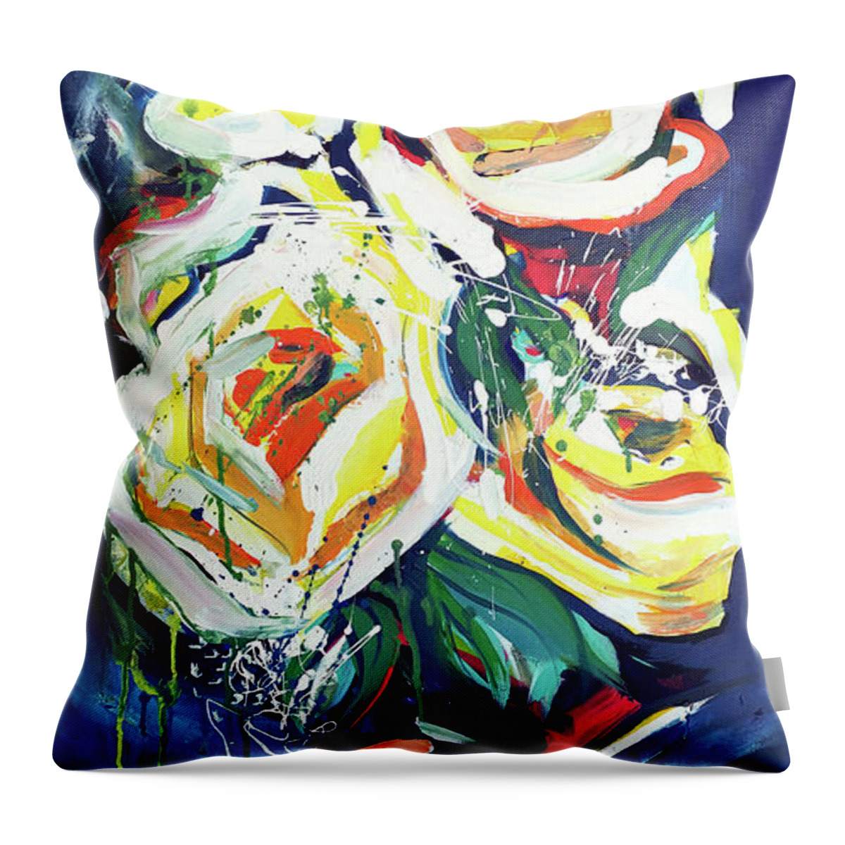 John Gholson Jr Throw Pillow featuring the painting Janes Roses II by John Gholson