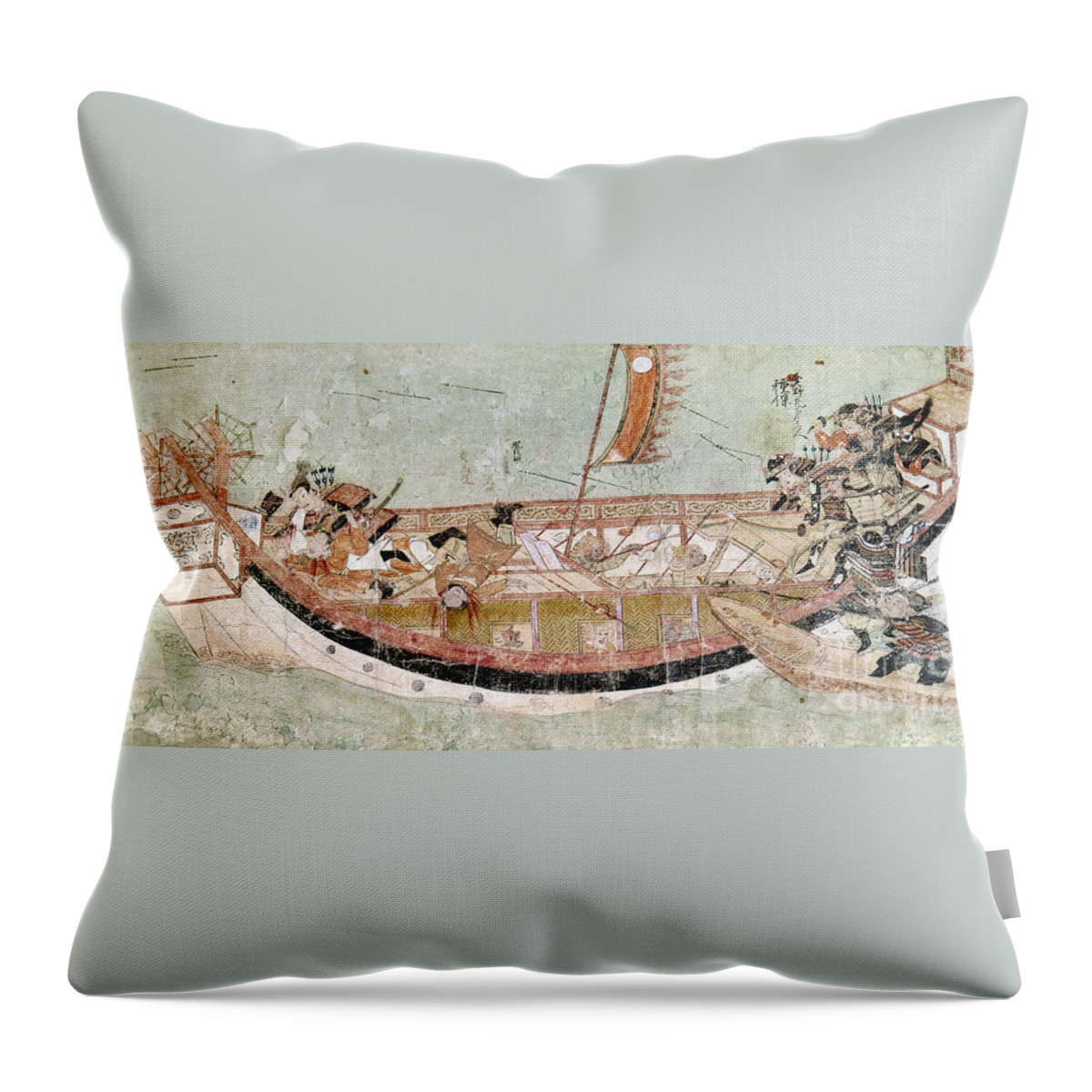1293 Throw Pillow featuring the photograph Japan: Mongol Invasion by Granger