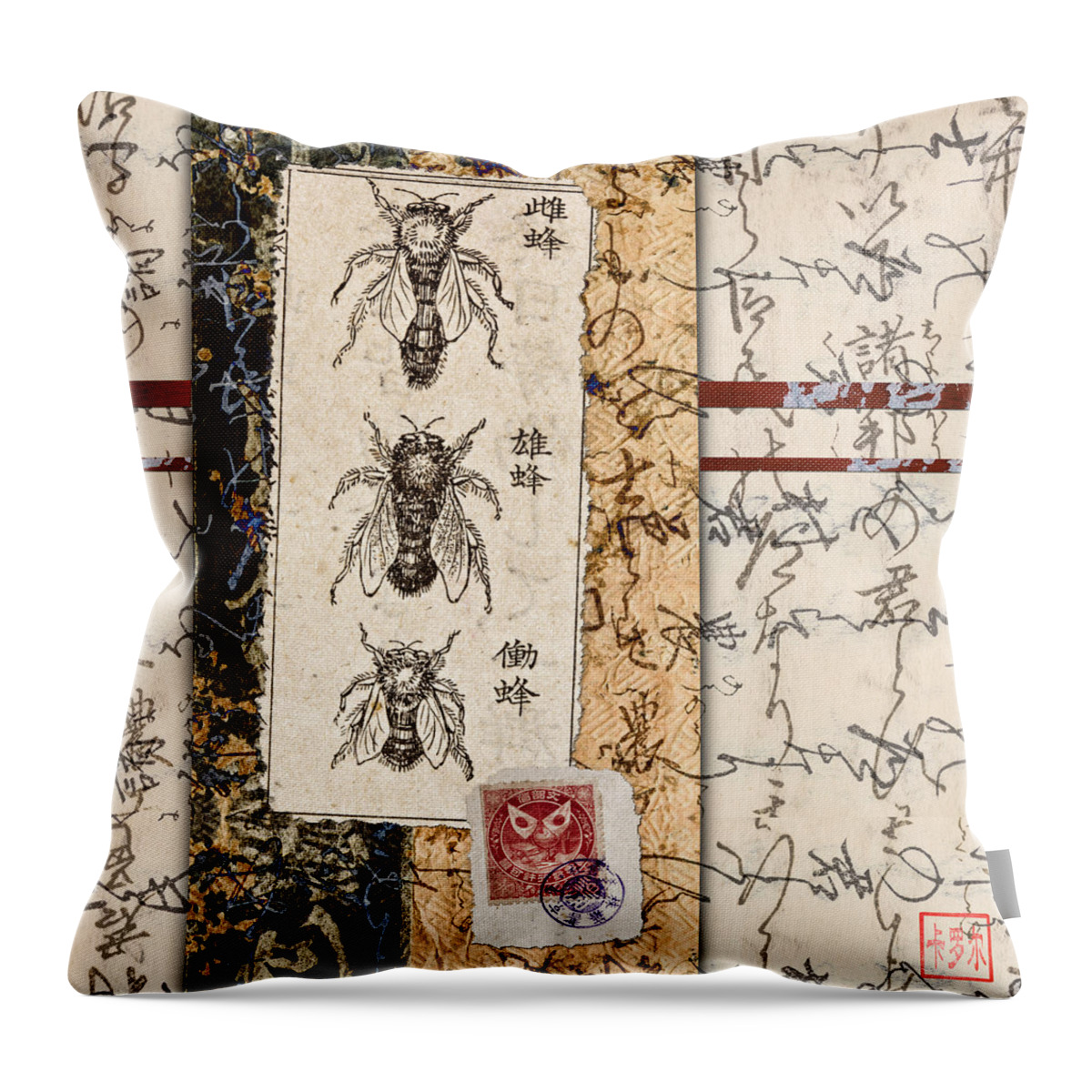 Japanese Throw Pillow featuring the photograph Japanese Bees by Carol Leigh